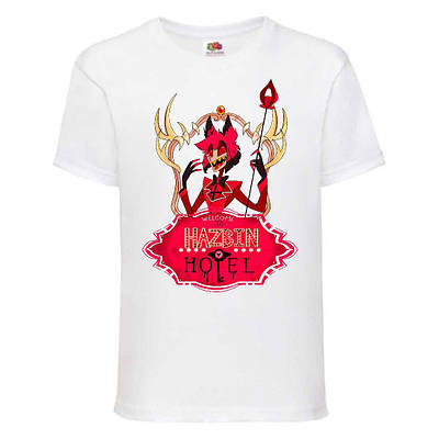 Футболка Готель Хазбін (Hotel Hazbin 001) біла, 98-104-116-128-140-152-164 розмір