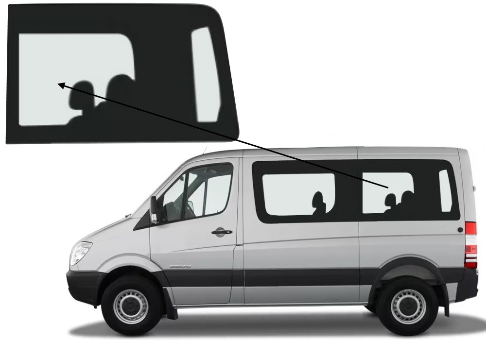 Бічне скло Volkswagen Crafter 2006-2016 салону заднє ліве коротка база