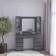 Туалетний столик з LED підсвіткою 1600х1200х400 мм Антрацит ДСП 18 мм