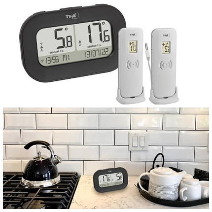 Цифровий бездротовий термометр із 2 радіодатчиками TFA Double-Check 30.3073.01, фото 1
