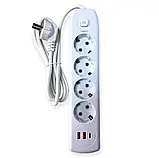 Мережевий фільтр Q603 220V (4 розетки+2 USB), фото 5