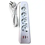 Мережевий фільтр Q603 220V (4 розетки+2 USB), фото 4