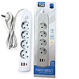 Мережевий фільтр Q603 220V (4 розетки+2 USB), фото 2