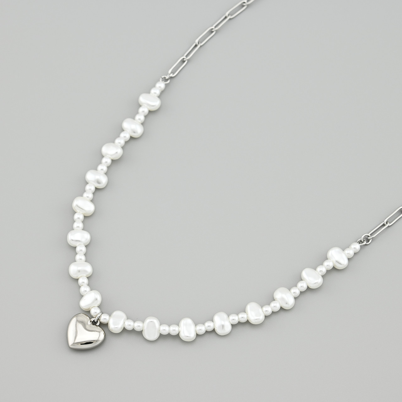 Кольє Серце моря 47521 ширина 3 мм штучні перли позолота Біле Золото довжина 42+3, фото 1