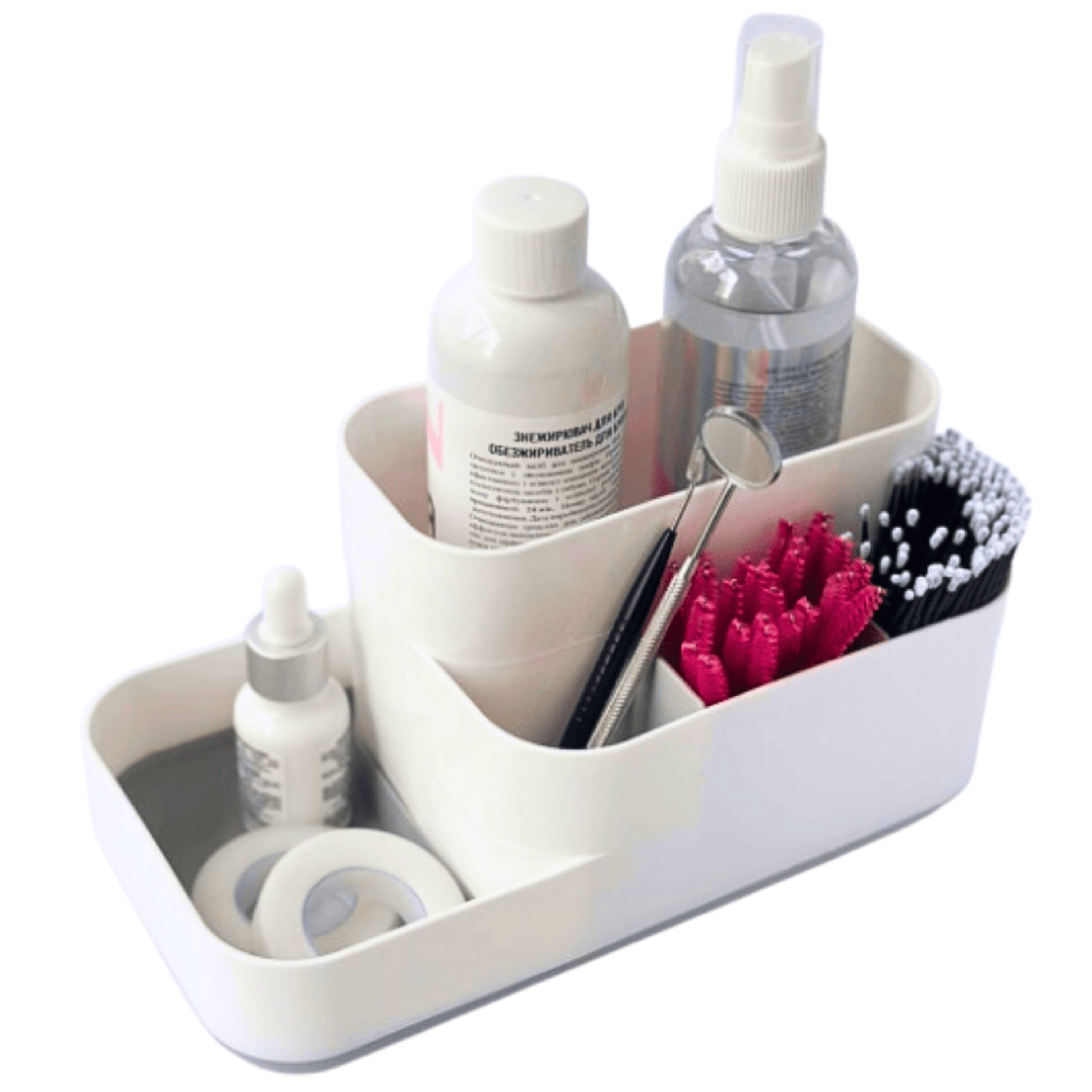 Органайзер для косметики (пластиковий контейнер-підставка для косметичних засобів) Білий з сірим, фото 1