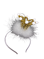 Обруч на новий рік на голову із короною one size біло-золотистий