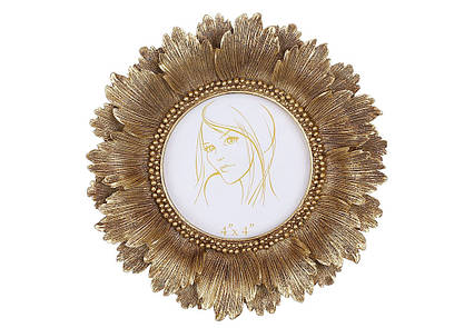 Рама для фото 10 см кругла, розмір рами D19*3 см, колір — золото