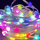Гірлянда Розумна 5 метрів світлодіодна музична 33LED  великі Зірочки Multi різнокольорові USB керування з телефону, фото 3