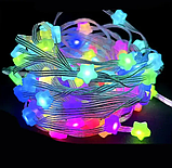 Гірлянда Розумна 5 метрів світлодіодна музична 33LED  великі Зірочки Multi різнокольорові USB керування з телефону, фото 4