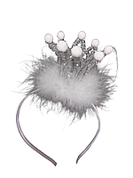 Обруч на новий рік на голову із короною one size біло-сріблястий