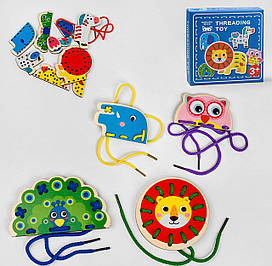 Дерев'яна розвиваюча гра-шнурівка "Тварини" (С 48520)
