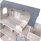 Ляльковий будиночок дерев'яний FreeOn (3 поверхи, стіл, два стільці, ліжко, туалет, крісло, лампа, качалка) 47306, фото 4