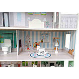 Ляльковий будиночок дерев'яний FreeOn (3 поверхи, стіл, два стільці, ліжко, туалет, крісло, лампа, качалка) 47306, фото 6
