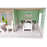 Ляльковий будиночок дерев'яний FreeOn (3 поверхи, стіл, два стільці, ліжко, туалет, крісло, лампа, качалка) 47306, фото 9