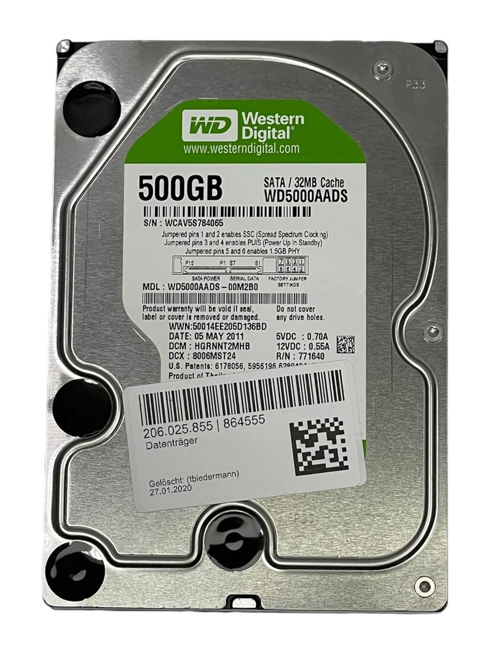 Жорсткий диск 3.5" 500GB Western Digital | WD5000AADS | 7200 об/хв | 32MB | SATA III Б/В