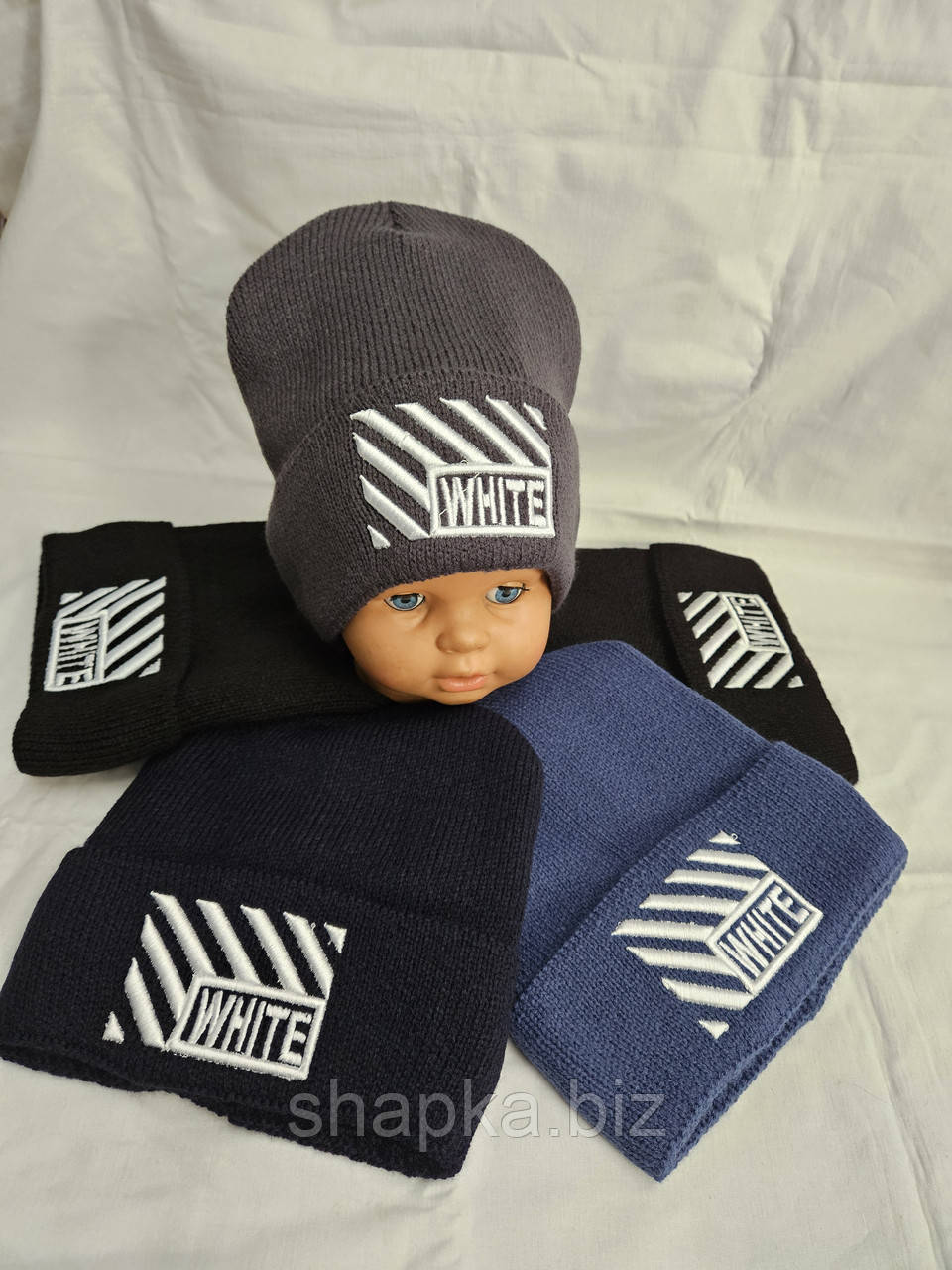 Шапка підліткова в'язана на флісі, фото 1