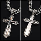 Комплект! Срібна цепочка з хрестиком. Срібний хрестик із золотими пластинами і срібна цепочка чоловіча бісмарк. 60 см, фото 6