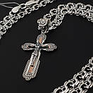 Комплект! Срібна цепочка з хрестиком. Срібний хрестик із золотими пластинами і срібна цепочка чоловіча бісмарк. 60 см, фото 10