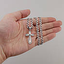 Комплект! Срібна цепочка з хрестиком. Срібний хрестик із золотими пластинами і срібна цепочка чоловіча бісмарк. 60 см, фото 3