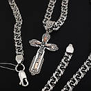 Комплект! Срібна цепочка з хрестиком. Срібний хрестик із золотими пластинами і срібна цепочка чоловіча бісмарк. 60 см, фото 9