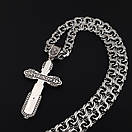 Комплект! Срібна цепочка з хрестиком. Срібний хрестик із золотими пластинами і срібна цепочка чоловіча бісмарк. 60 см, фото 7