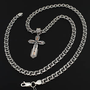 Срібна цепочка з хрестиком. Срібний хрестик із золотими пластинами і срібна цепочка чоловіча бісмарк 55 см