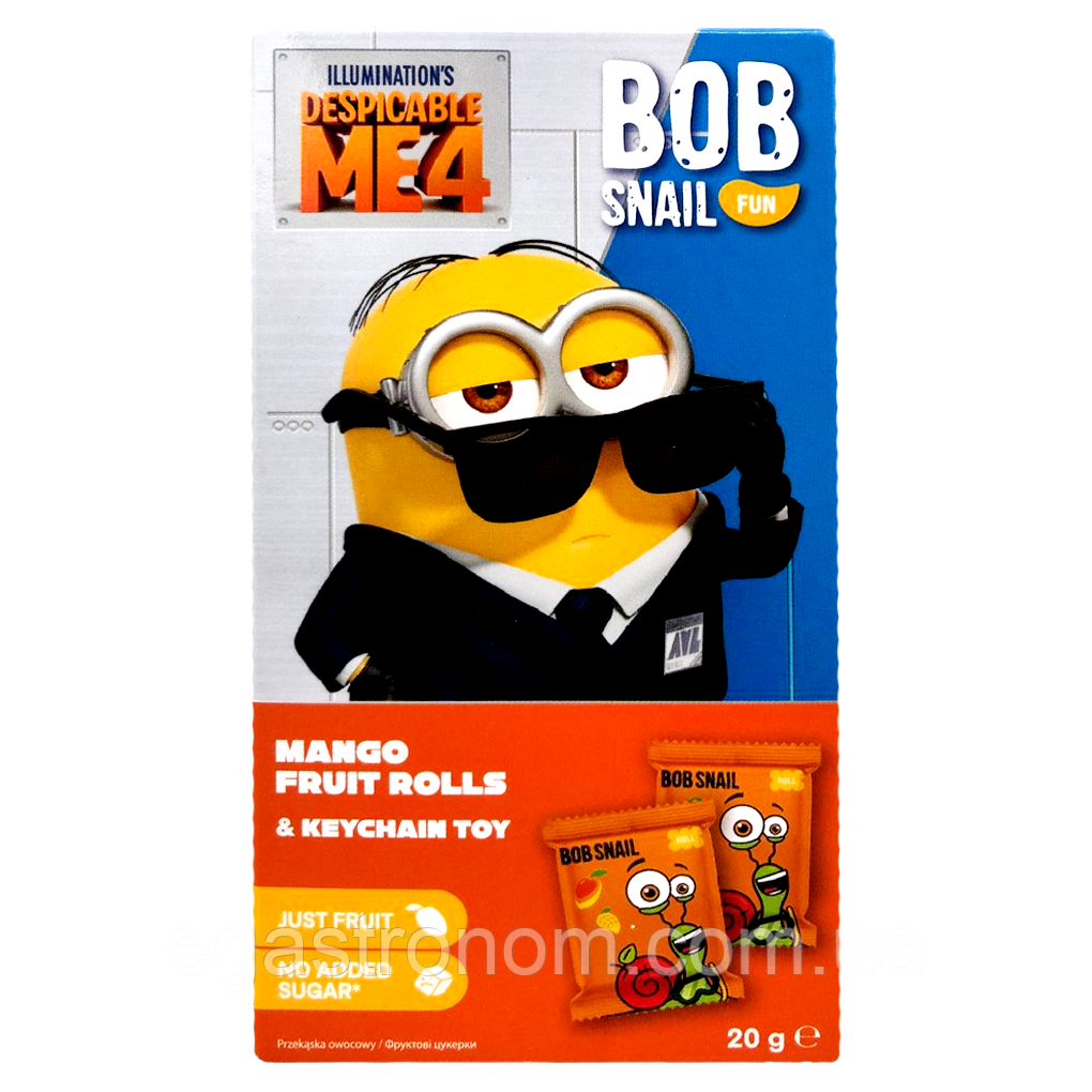 Цукерки натуральні манго з іграшкою міньйони Равлик Боб Bob snail 20g 16шт/ящ (Код: 00-00017006)