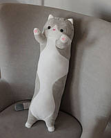 Кіт батон сірий 90 см обіймашка велика плюшева іграшка Лежачий кіт обіймися