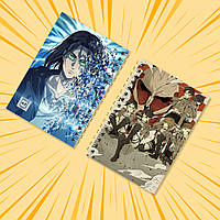 Блокнот А6 пружина 48 л. клітина Attack on Titan 002