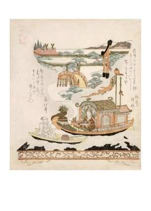 Листівка Японське мистецтво - Legend of Hakuraku-ten, c. 1815