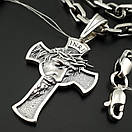 Товста срібна цепочка з хрестиком. Чоловічий ланцюг якір та кулон хрестик срібло 925. 55 см, фото 7