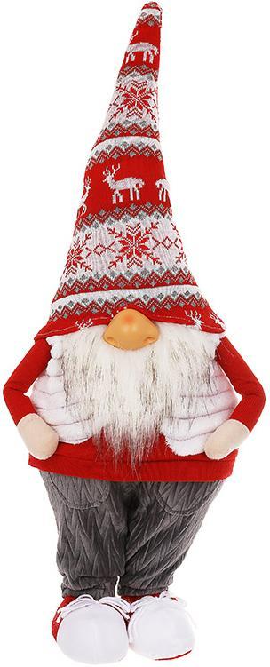 Іграшка м'яка "Гном у сірих штанах та в новорічному ковпаку" 68см greenpharm, фото 1