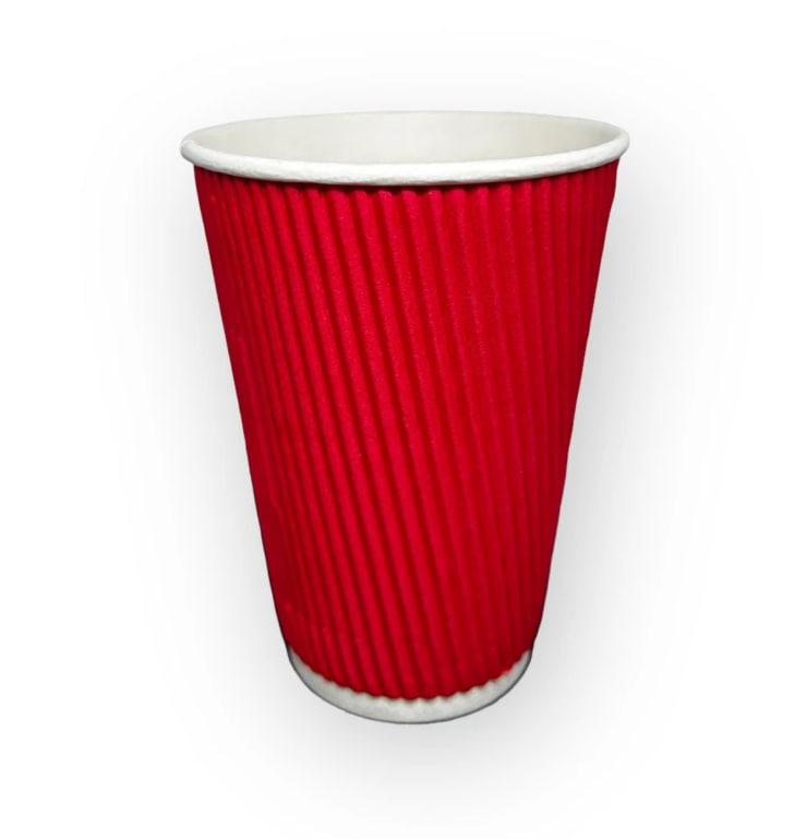 Склянка паперова гофрована Ø88 мм. 430 мл. червоний (480/15)