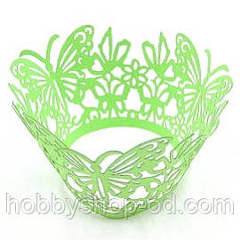 Ажурна накладка для декору кексів, мафінів, капкейків, зелений, фото 1