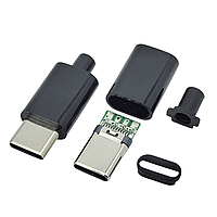 Штекер USB Type-C 4pin у корпусі на кабель чорний CN-7-06