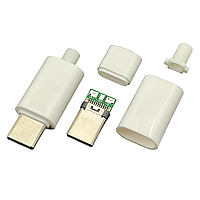 Штекер USB Type-C 3pin у корпусі на кабель білий XY-7-B