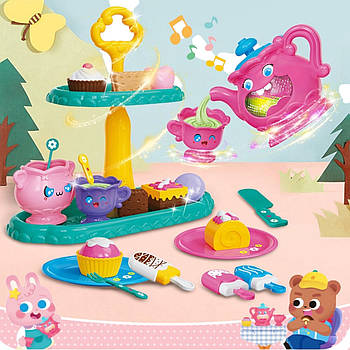 Чайний набір (музичний чайник, світло, десерти, посуд, підставка, 2 режими роботи, в коробці) 35639