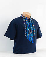 Футболка з вишивкою Патріот на синьому, футболка вишивка, футболка вишиванка, футболка з вишивкою, футболка вишита