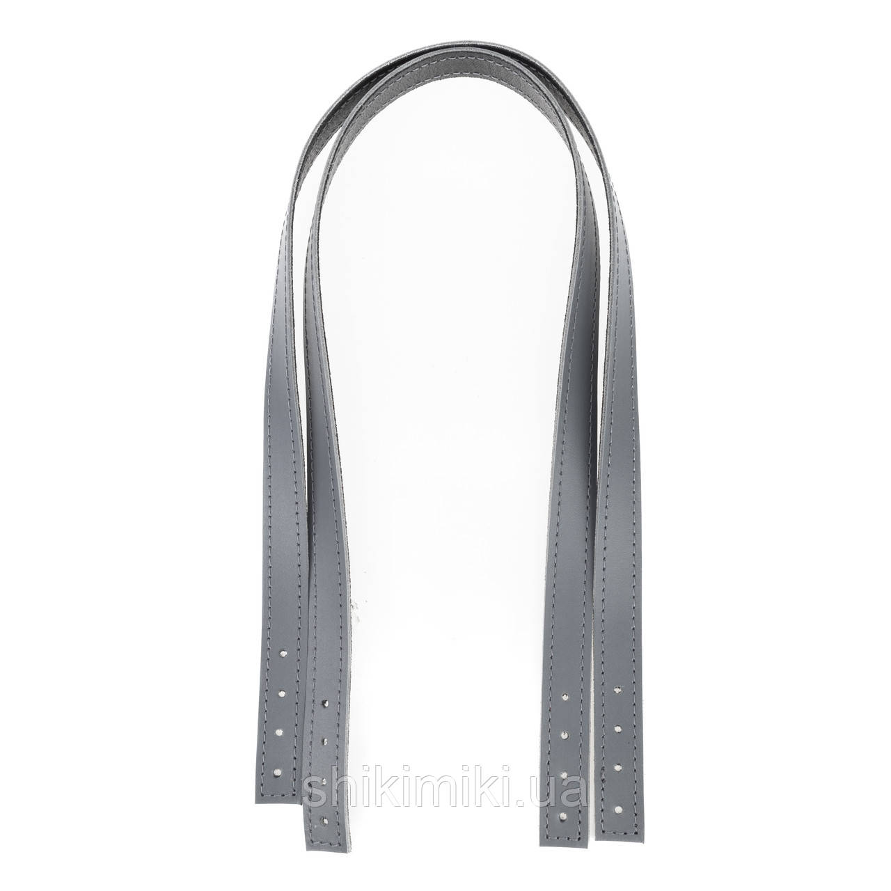 Ручки пришивні для шопперов з натуральної шкіри, 70*2 см, колір Темно-сірий, фото 1
