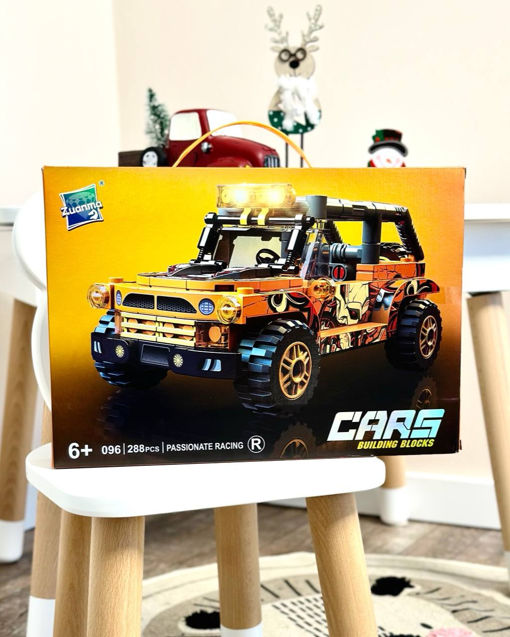 Конструктор 096 R “Автомобіль”, 288 деталей, гумові шини, наліпки, в коробці, фото 1