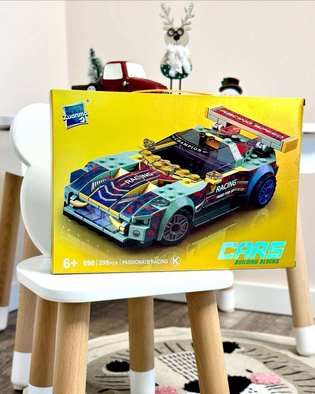 Конструктор 096 K “Автомобіль для перегонів”, 298 деталей, наліпки, в коробці, фото 1