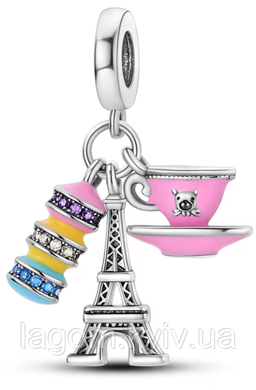 Срібний шарм-підвіска у стилі PANDORA Travel Charm Paris 925 проба срібна намистна на браслет ПАНДОРА, фото 1