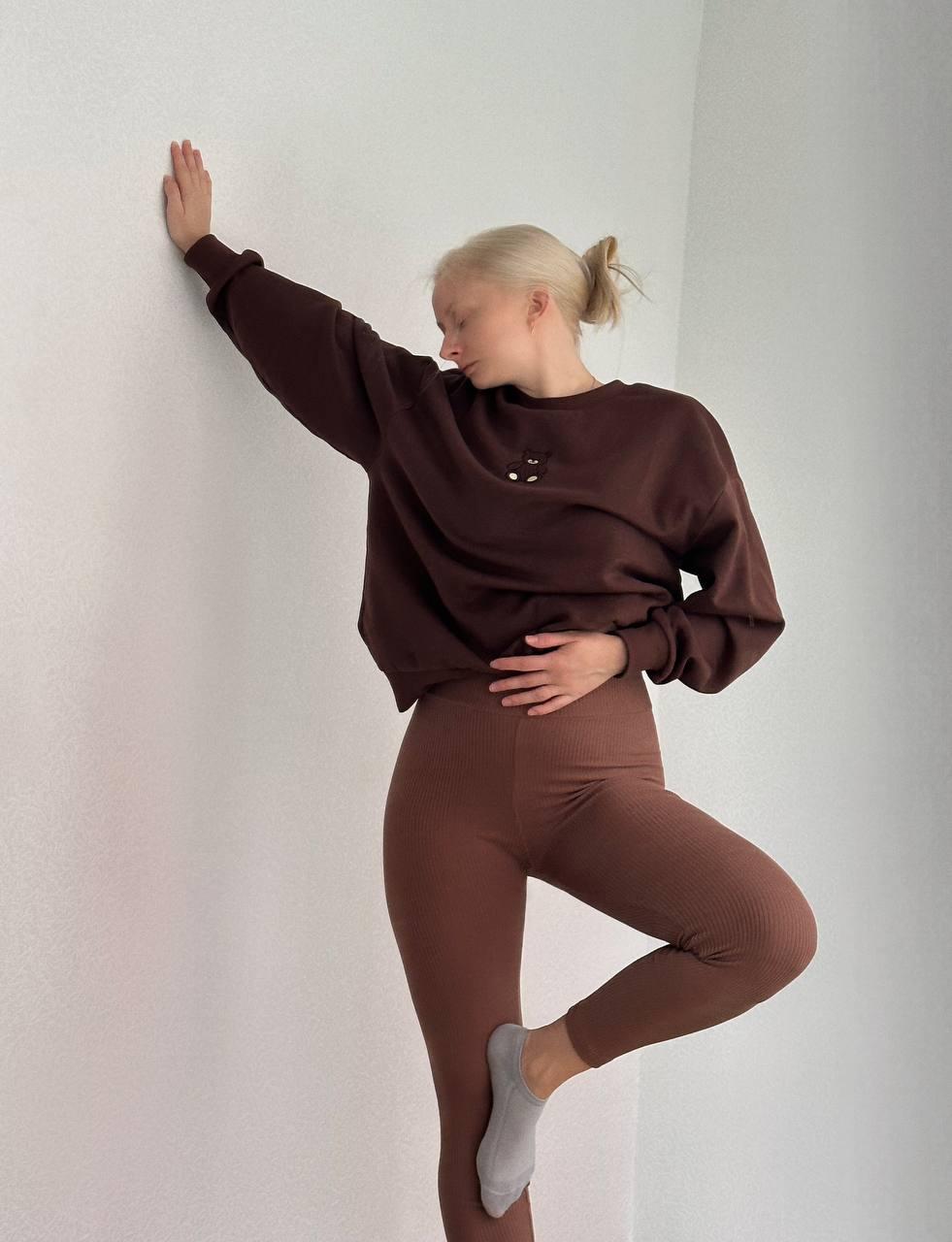 Жіночі теплі лосини в рубчик (Розміри S/M, M/L, L/XL), чорний, фото 1