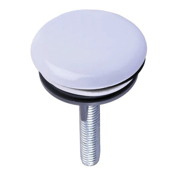 Заглушка для отвору умивальника під змішувач Ango 48 мм різьблення 65 мм кераміка біла, фото 1