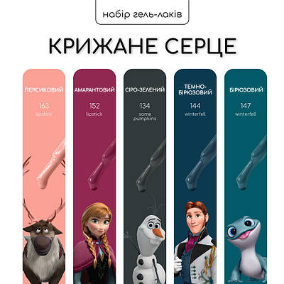 Набір гель-лаків Nice for you 4+1 Крижане серце