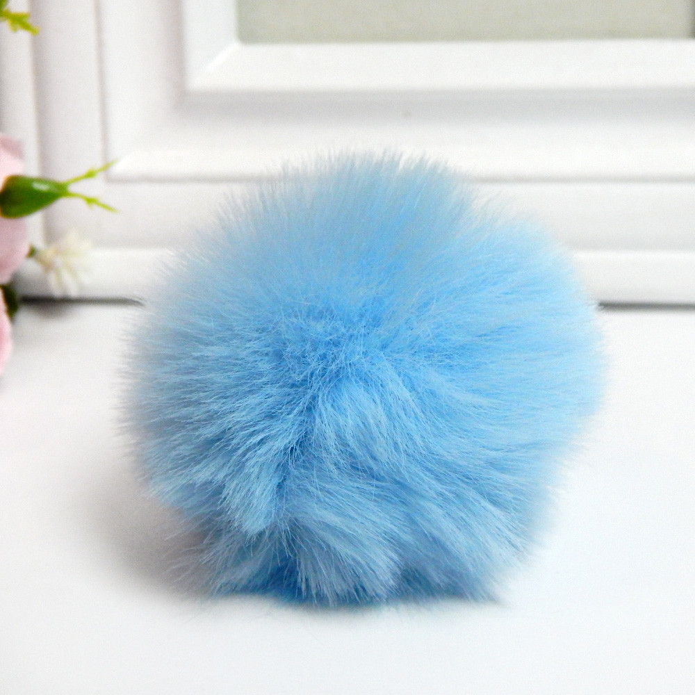 Помпон штучне хутро 6 см з петелькою, блакитний