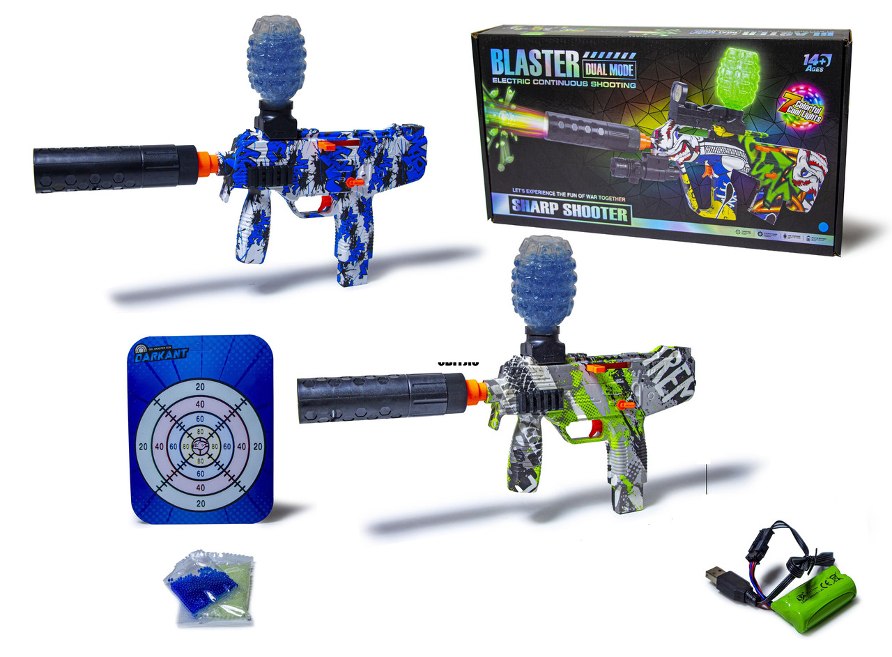 Автоматичний автомат на орбізах, на акумуляторі, кулі неонові — світяться в темряві, код 777-38Y, фото 1