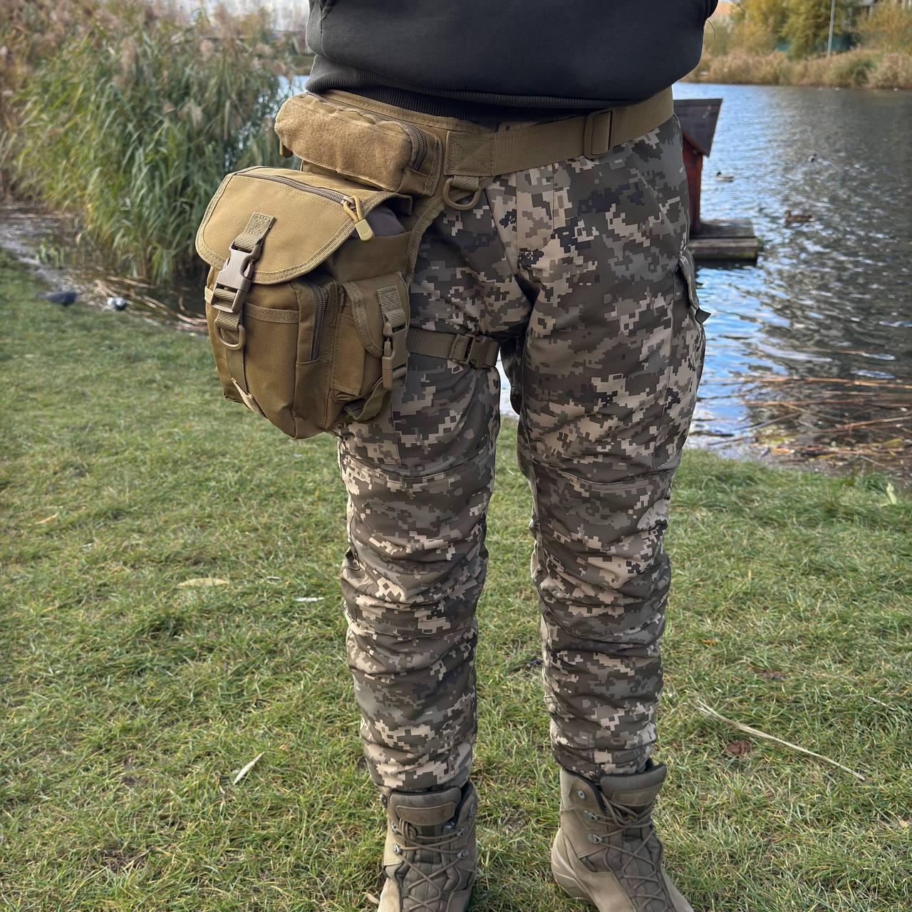 Тактична сумка на пояс і ногу з кріпленням на стегно військова койот