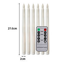 Набор 6 электронных LED свечей с пультом управления, тонкие 2*27 см с имитацией пламени на батарейках SE 0202