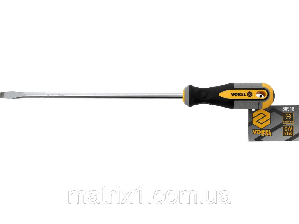 Викрутка плоска SL8 Х 150 мм CrV, трикомпонентна ручка VOREL 60959 (Польща)